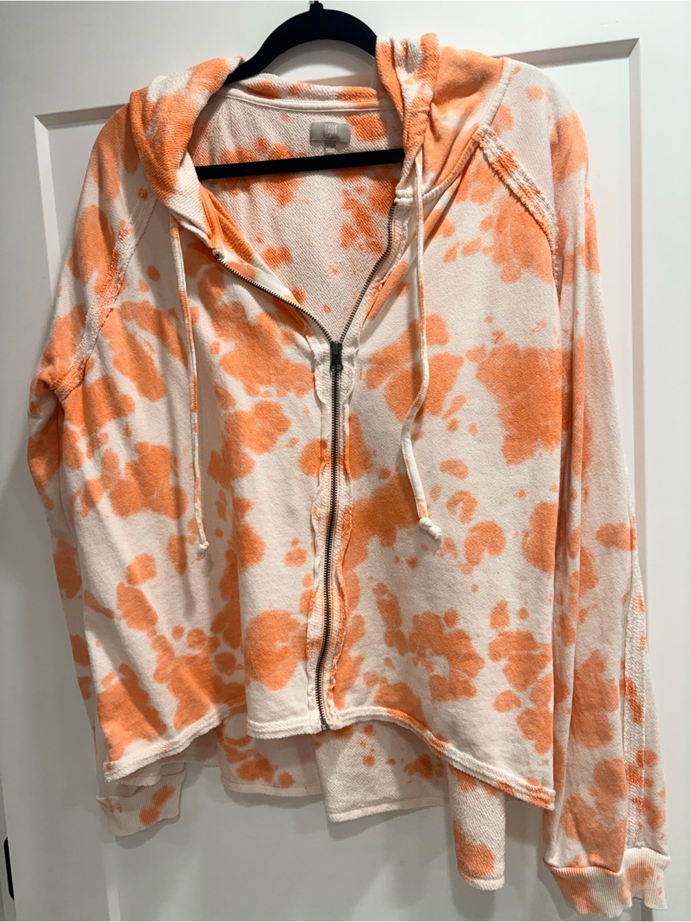 True Craft Cream and Orange Tie-Dye Zip Hoodie